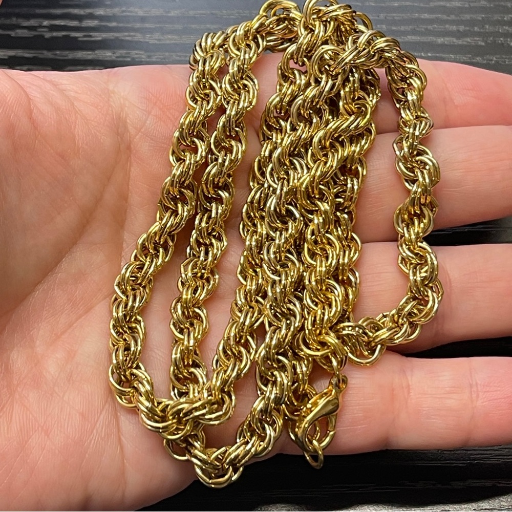 Fashion Gold Tone Thick Twisted Cable Rope Chain Necklace 29" 8mm Wide Unisex